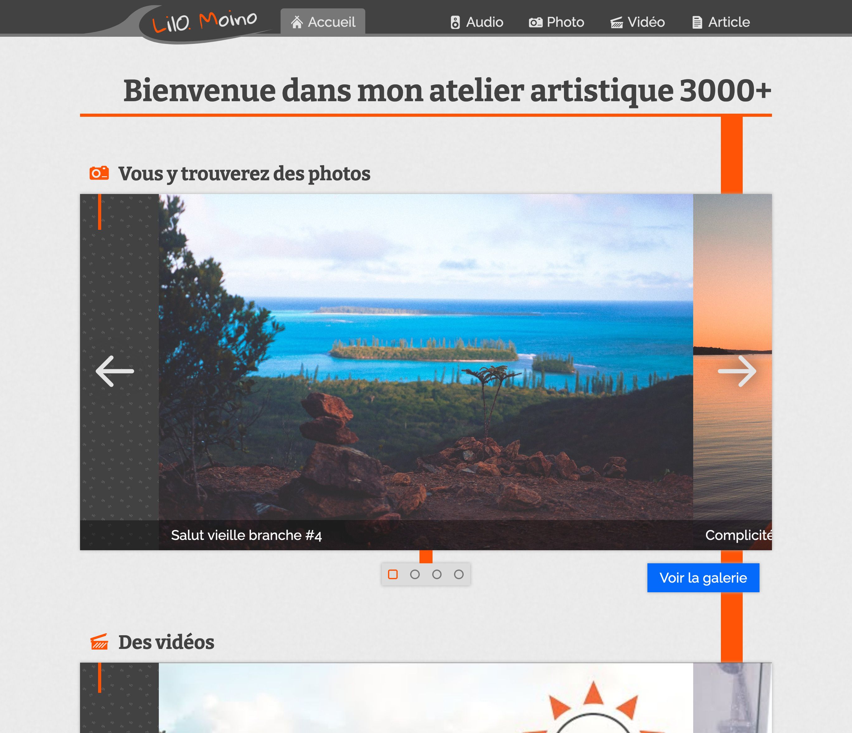 Impression d'écran de la nouvelle page d'accueil 